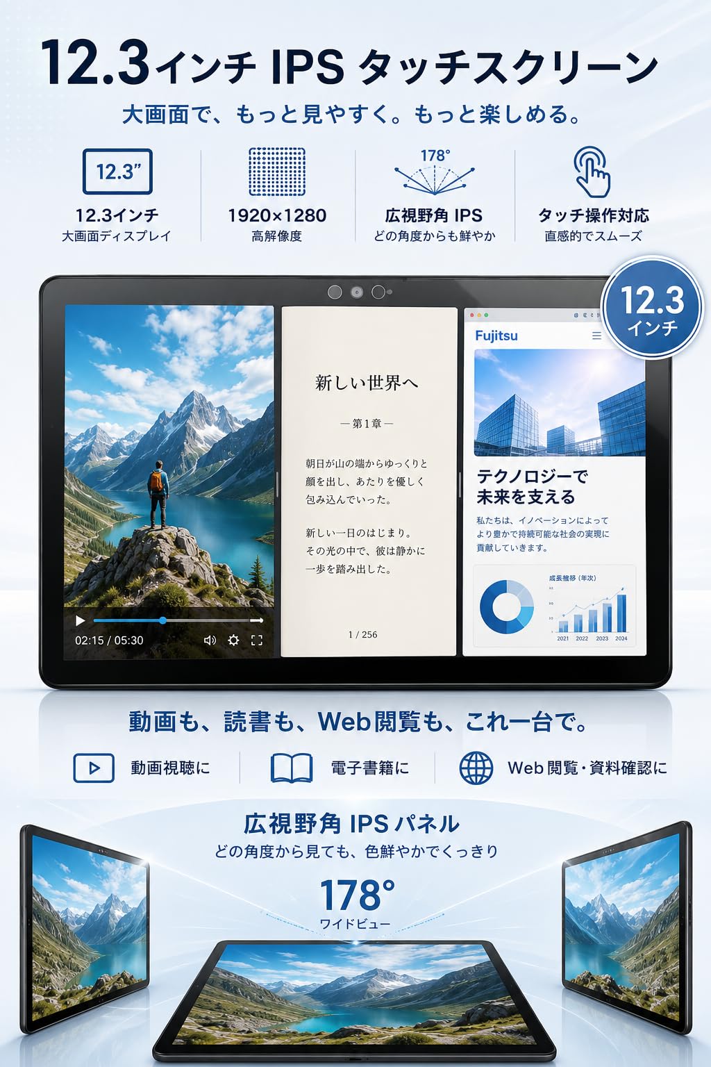 Amazon.co.jp: お絵描き・動画視聴に最適 富士通 ARROWS Tab V727 12.3
